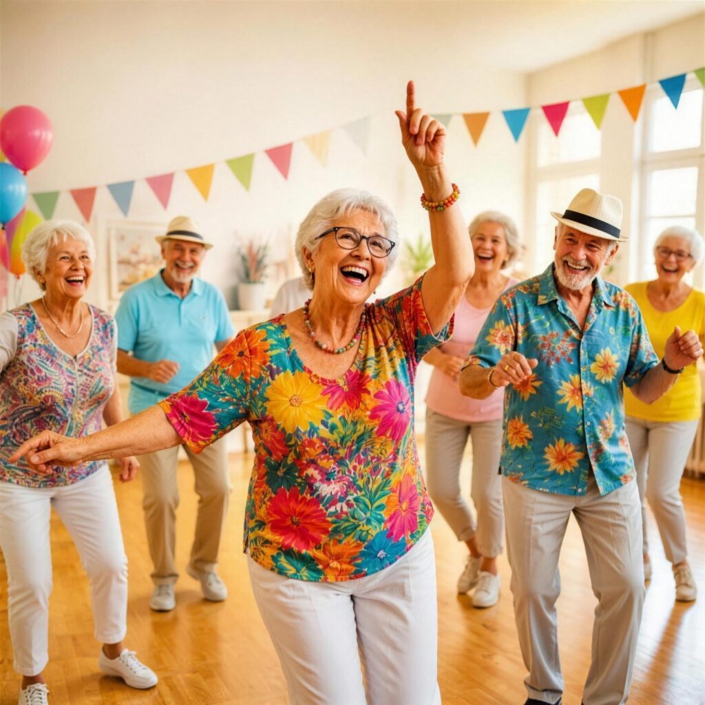 Cours Enjoy of Dance chez Top One, groupe de danseurs seniors en musique