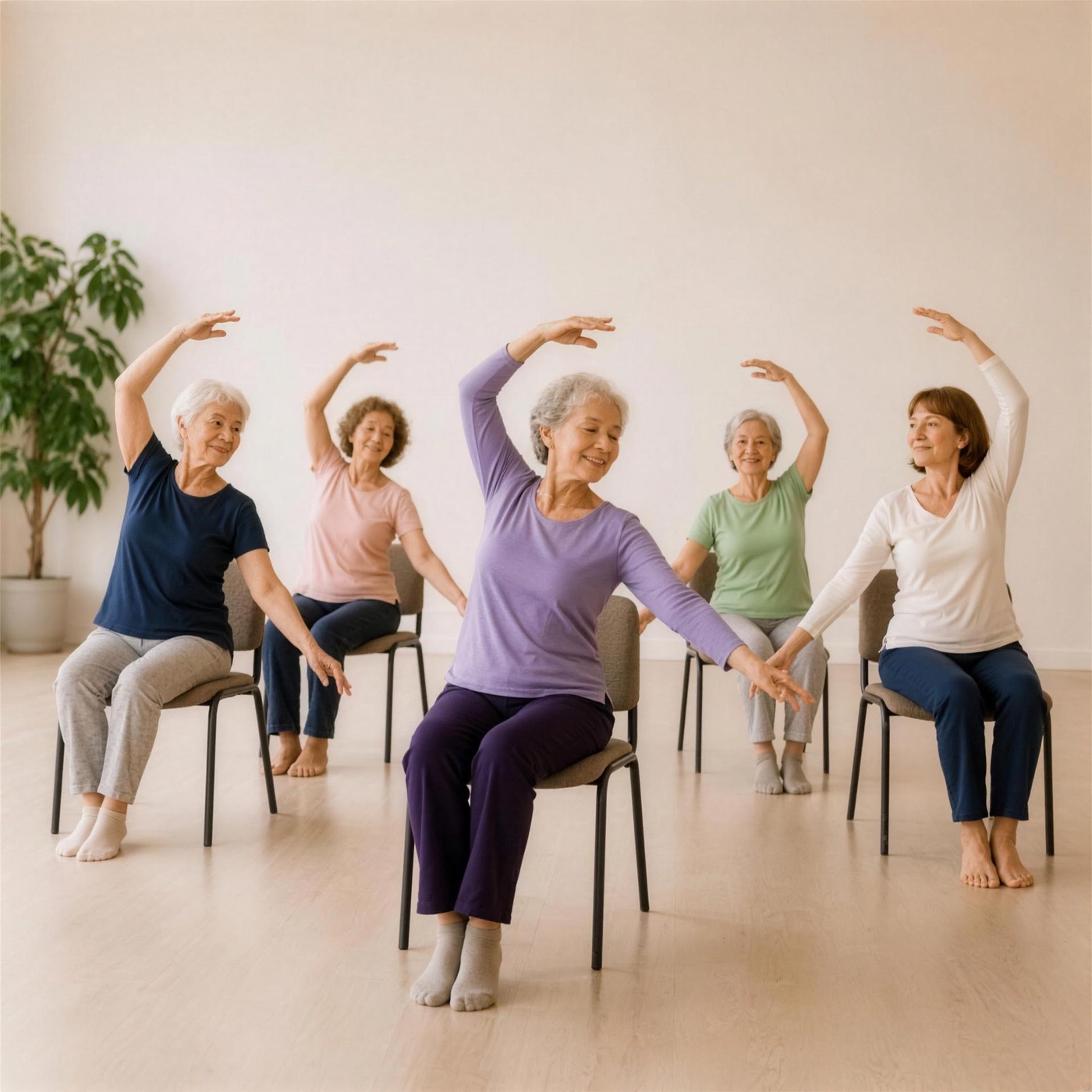 Cours de Yoga Danza sur chaise chez Top One, seniors en mouvement assis